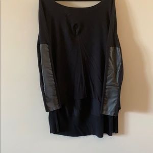 Black with leather sleeves sweater